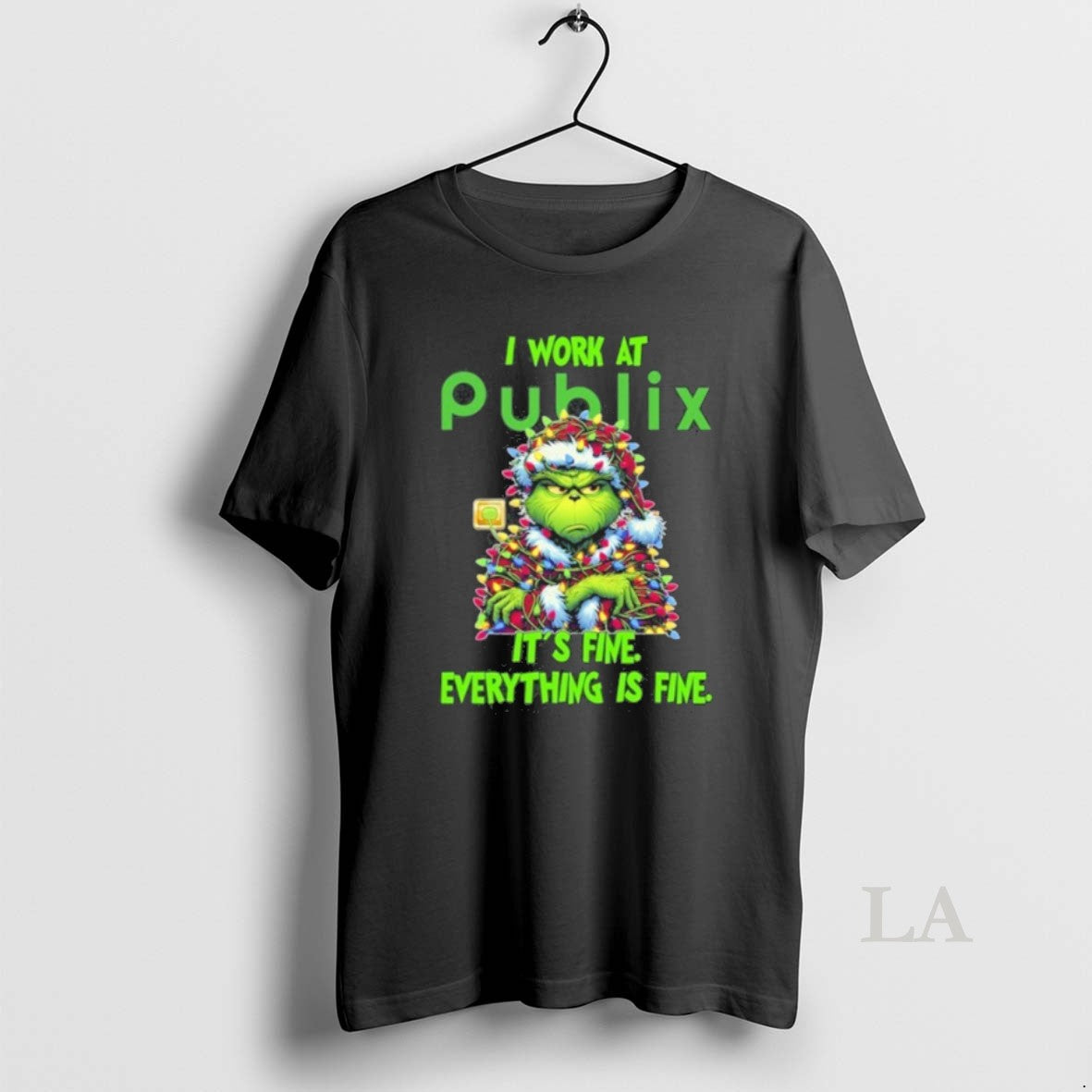 Original Santa Grinch Light I Work At Publix Logo Its Fine Everything Is Fine