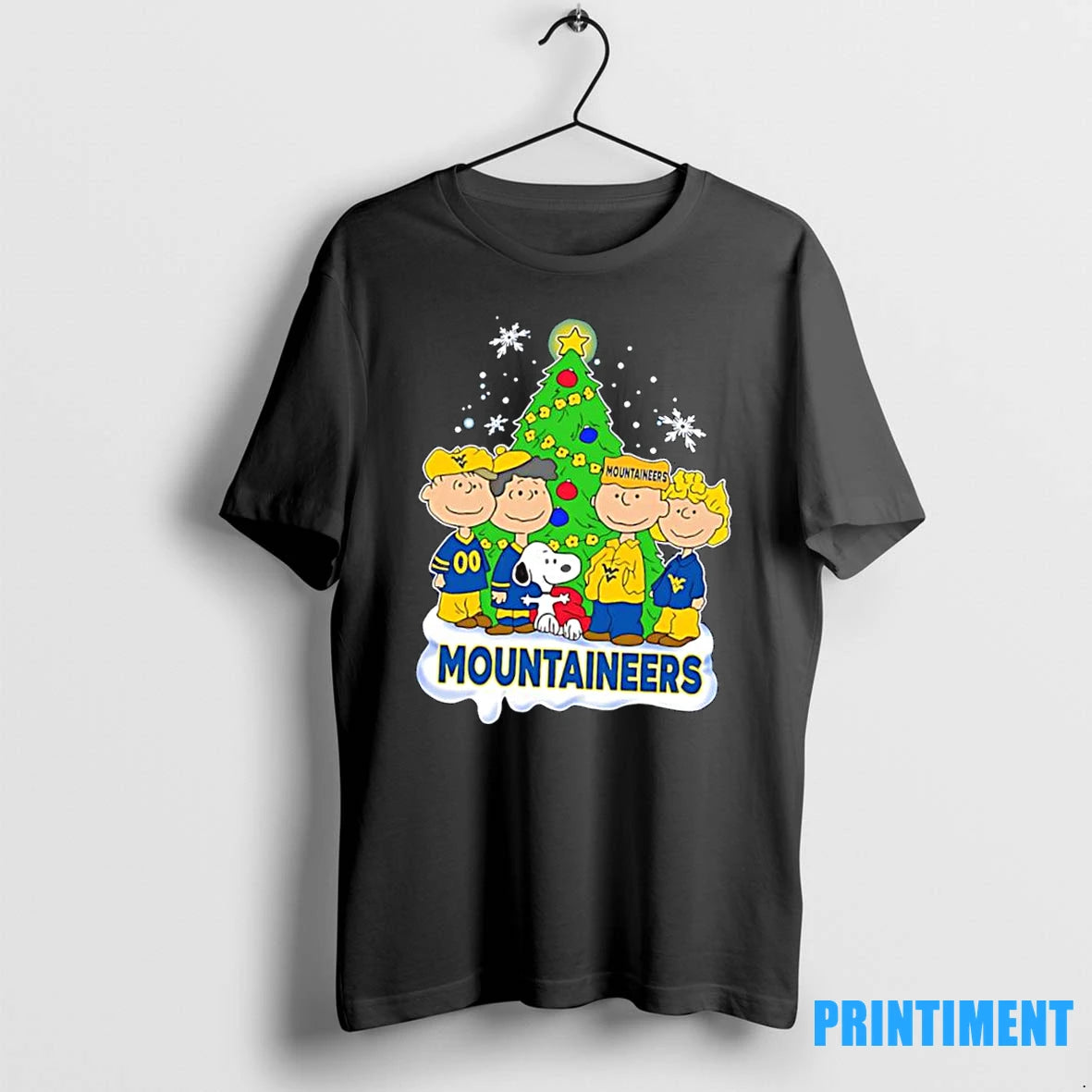 Peanuts Characters Christmas Wearing West Virginia Mountaineers Tshirts Sweater