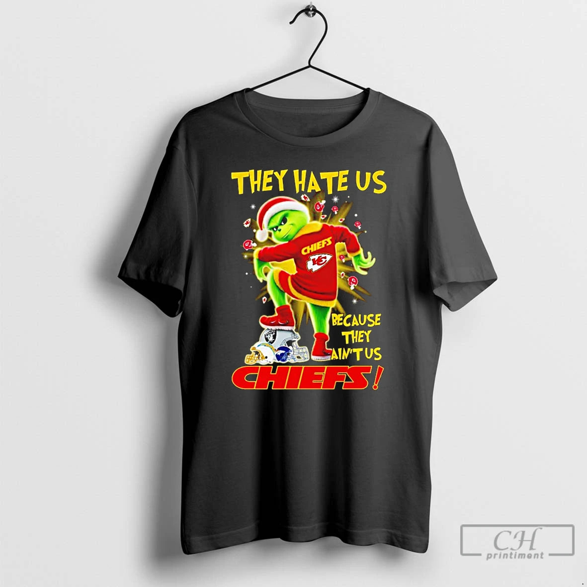 Premium Grinch They Hate Us Because They Aint Us Chiefs Christmas T Shirts