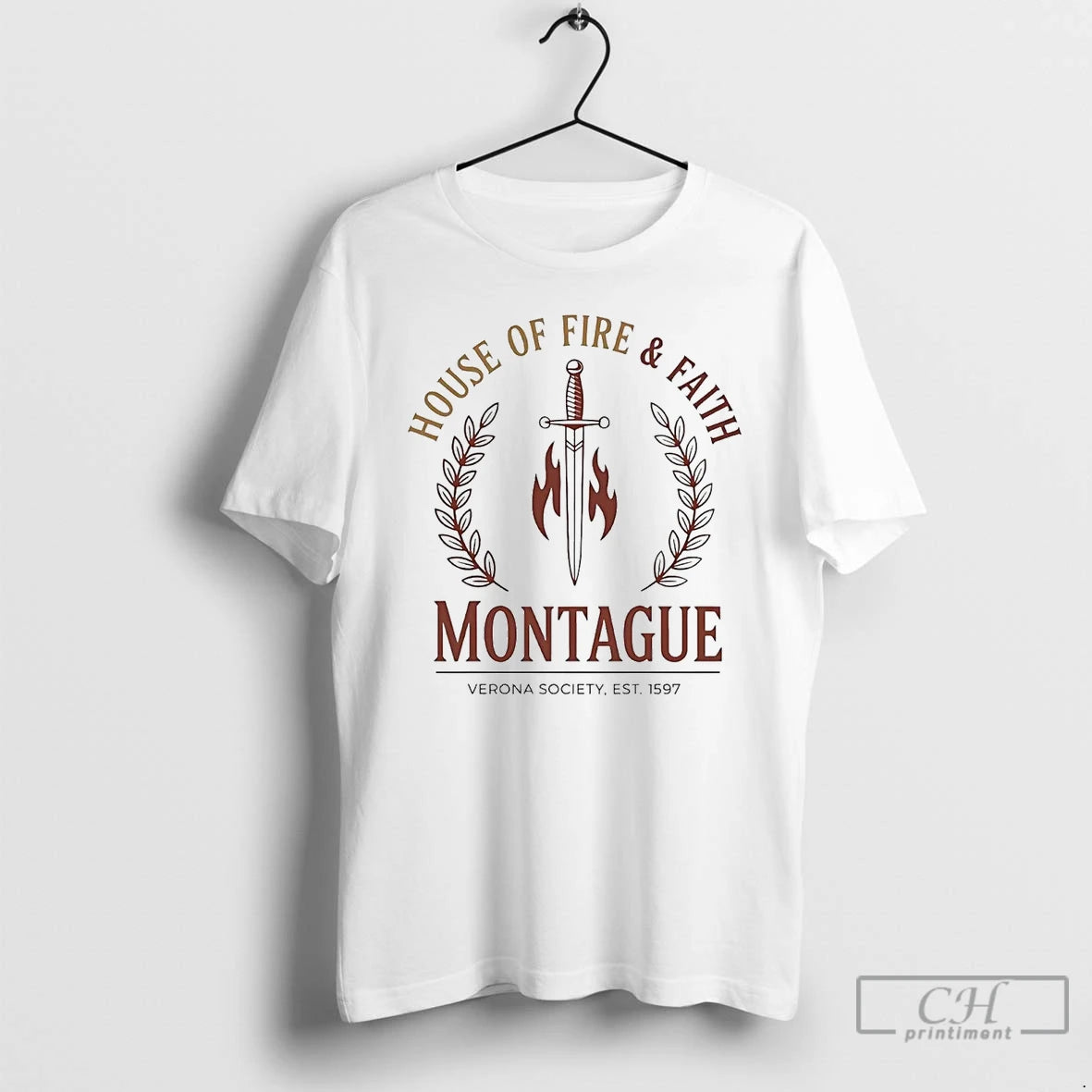 Premium Montague House Of Fire And Faith Shakespeare Verona Society Est 1597 T Shirts