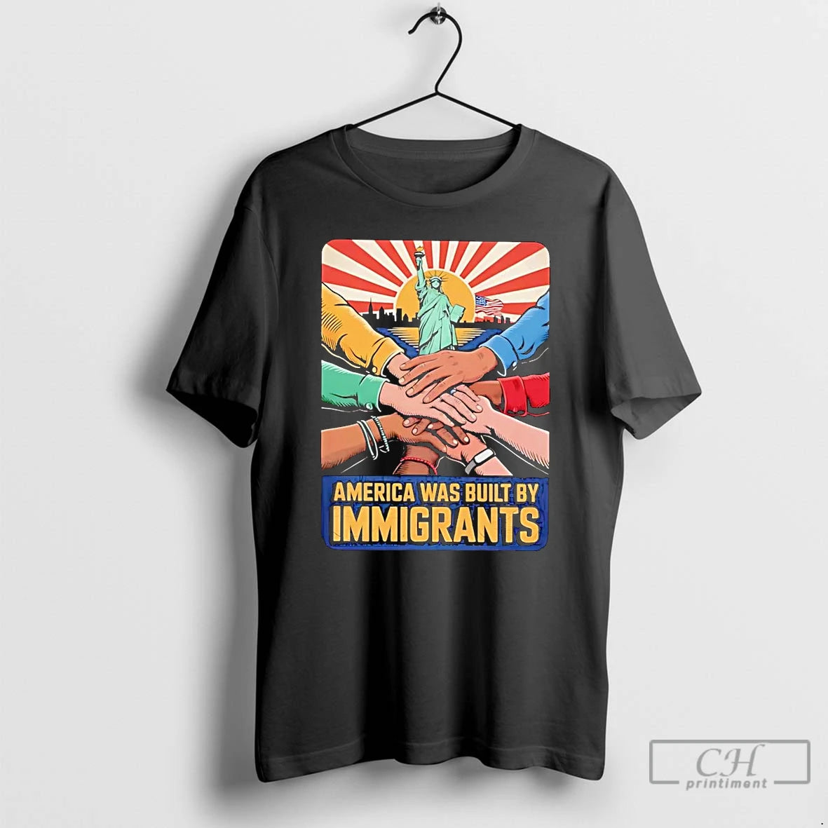 Premium Statue Of Liberty America Was Built By Immigrants T Shirts