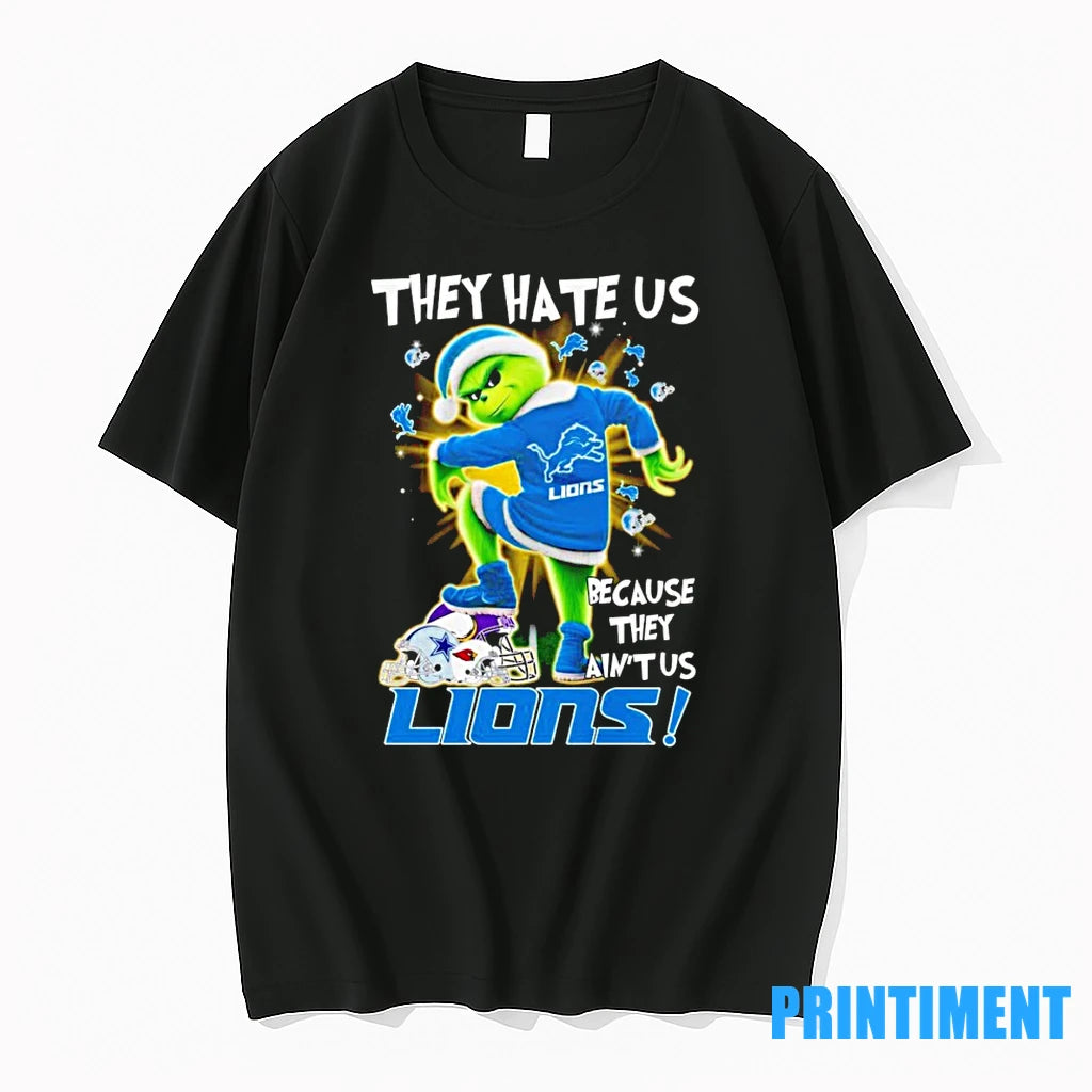 Santa Grinch They Hate Us Because They Aint Us Lions Christmas Tshirts Sweater