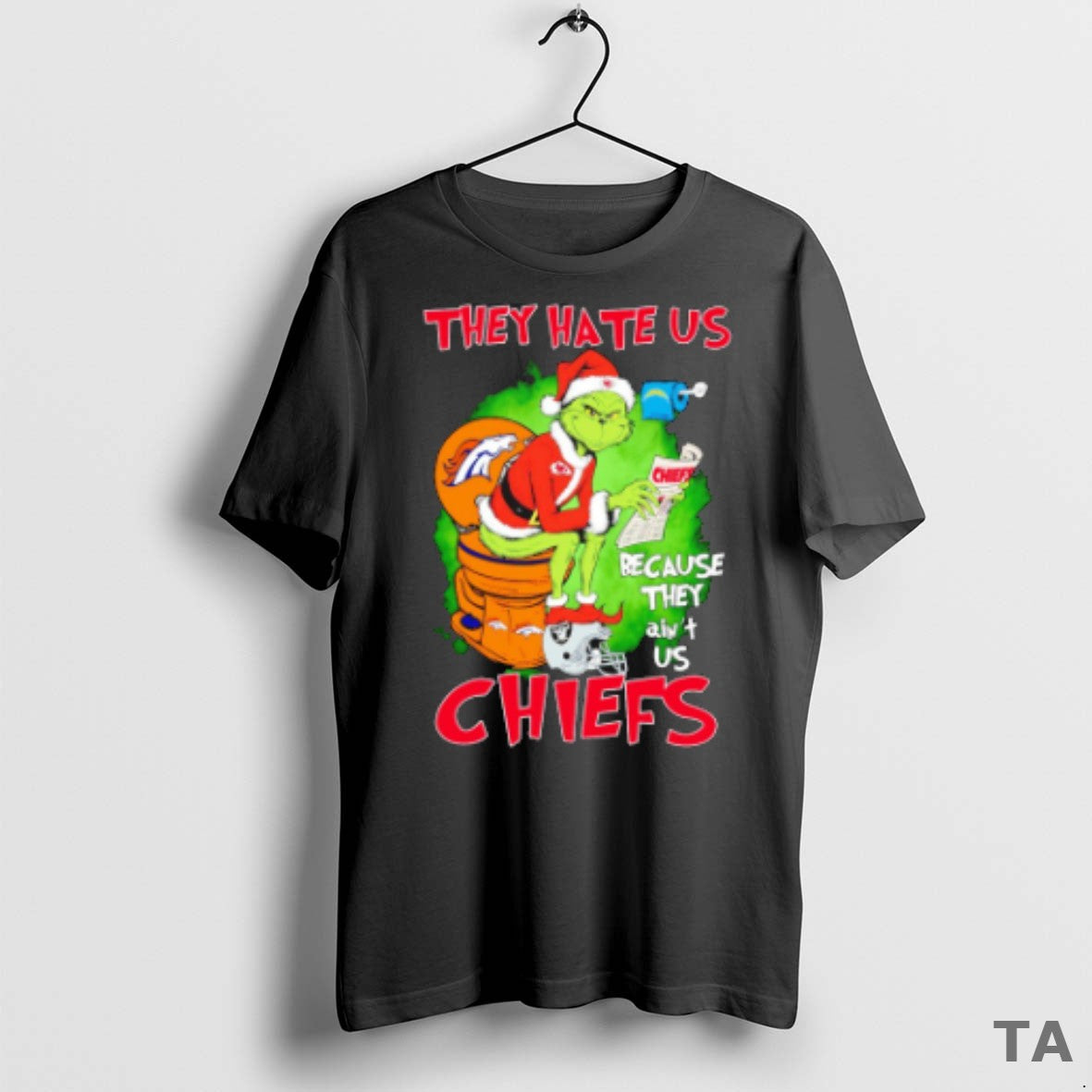 Top The Grinch Sitting On A Toilet Wearing A Kansas City Chiefs They Hate Us