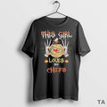 Top This Girl Loves Her Kansas City Chiefs Skeleton Heart Hands Halloween T Shirt Sweater