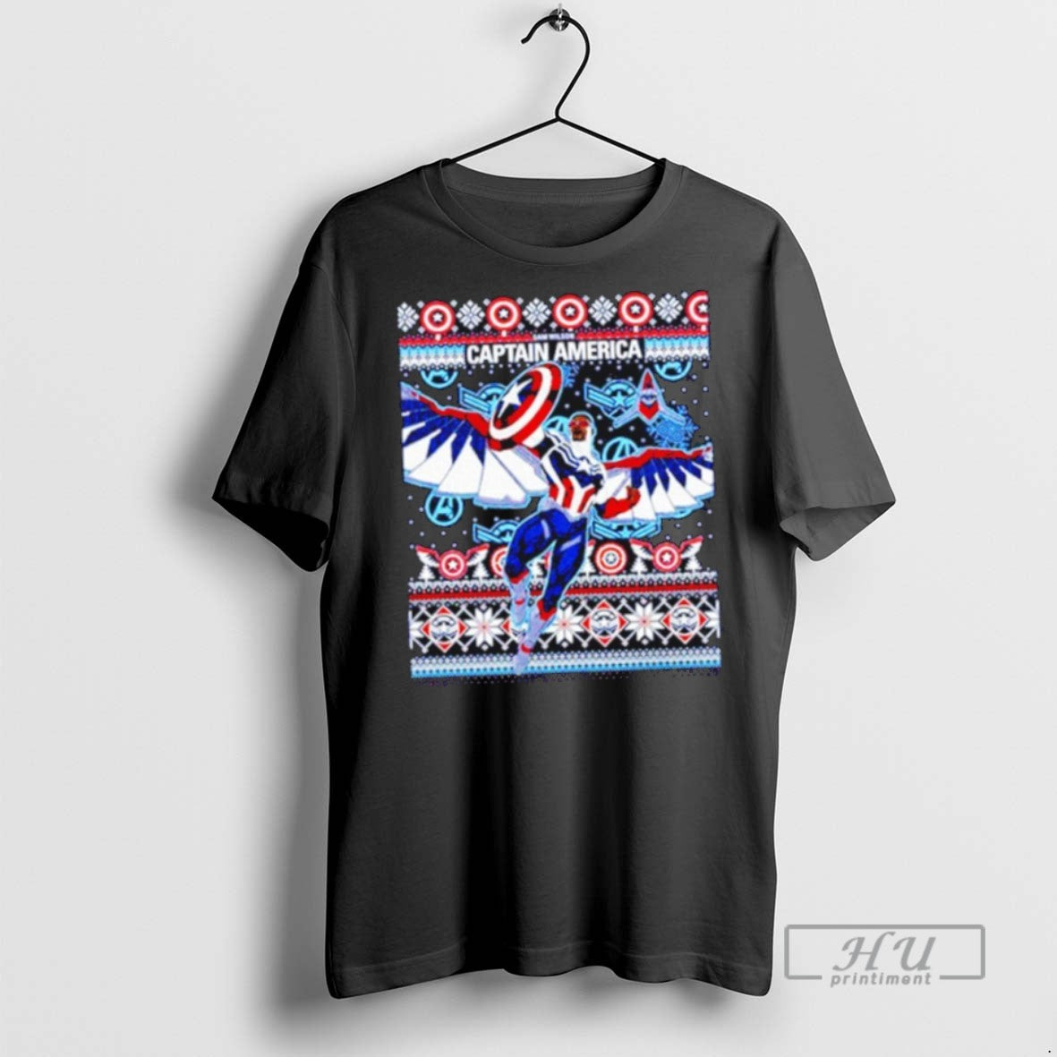 Trending Officials Captain America Sam Wilson Ugly Xmas Holiday T Shirt Sweatshirt Hoodies
