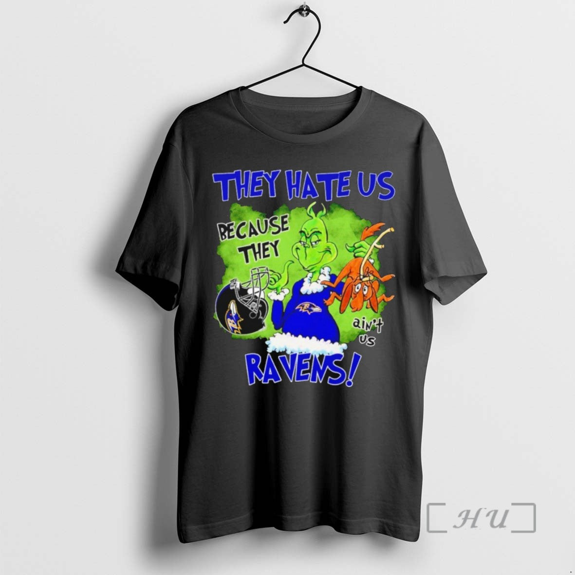 Trending The Grinch They Hate Us Because They Aint Us Baltimore Ravens T Shirts Sweater