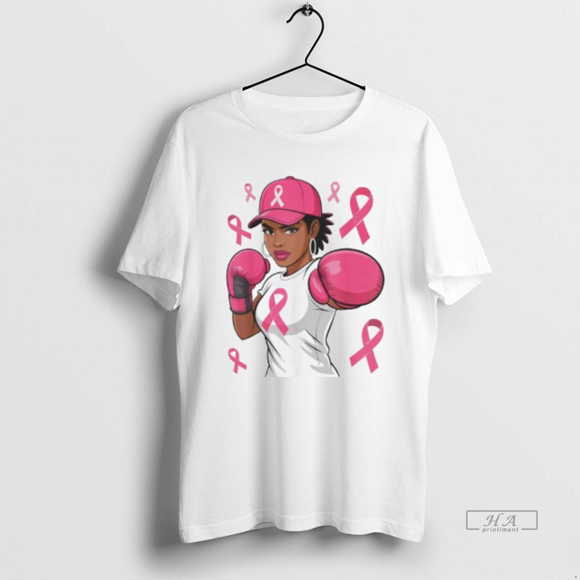 Trendy American Women Black African Fight Breast Cancer Pink Ribbon