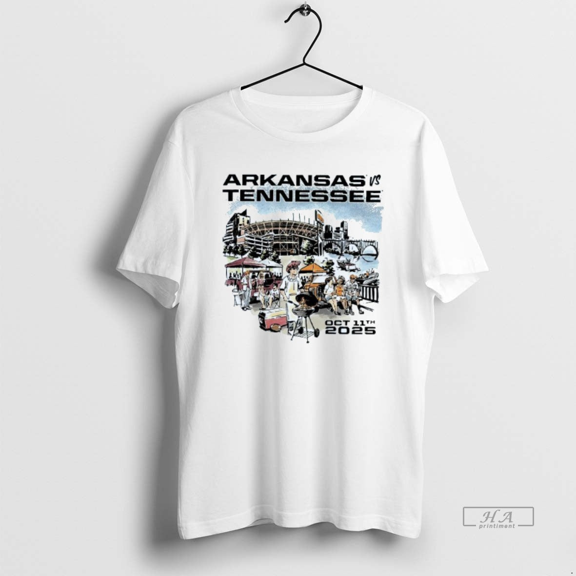 Trendy Arkansas Razorbacks Vs Tennessee Volunteers Oct 11th 2025 Mens White Tee