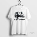 Trendy Cincinnati Downtown Spooky Halloween Mens White Tee