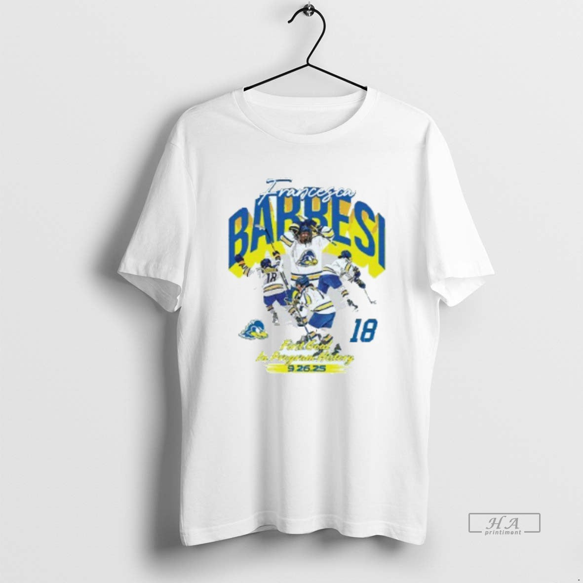 Trendy Francesca Barresi Delaware Ice Hockey First Goal In Program History Mens White Tee Tee