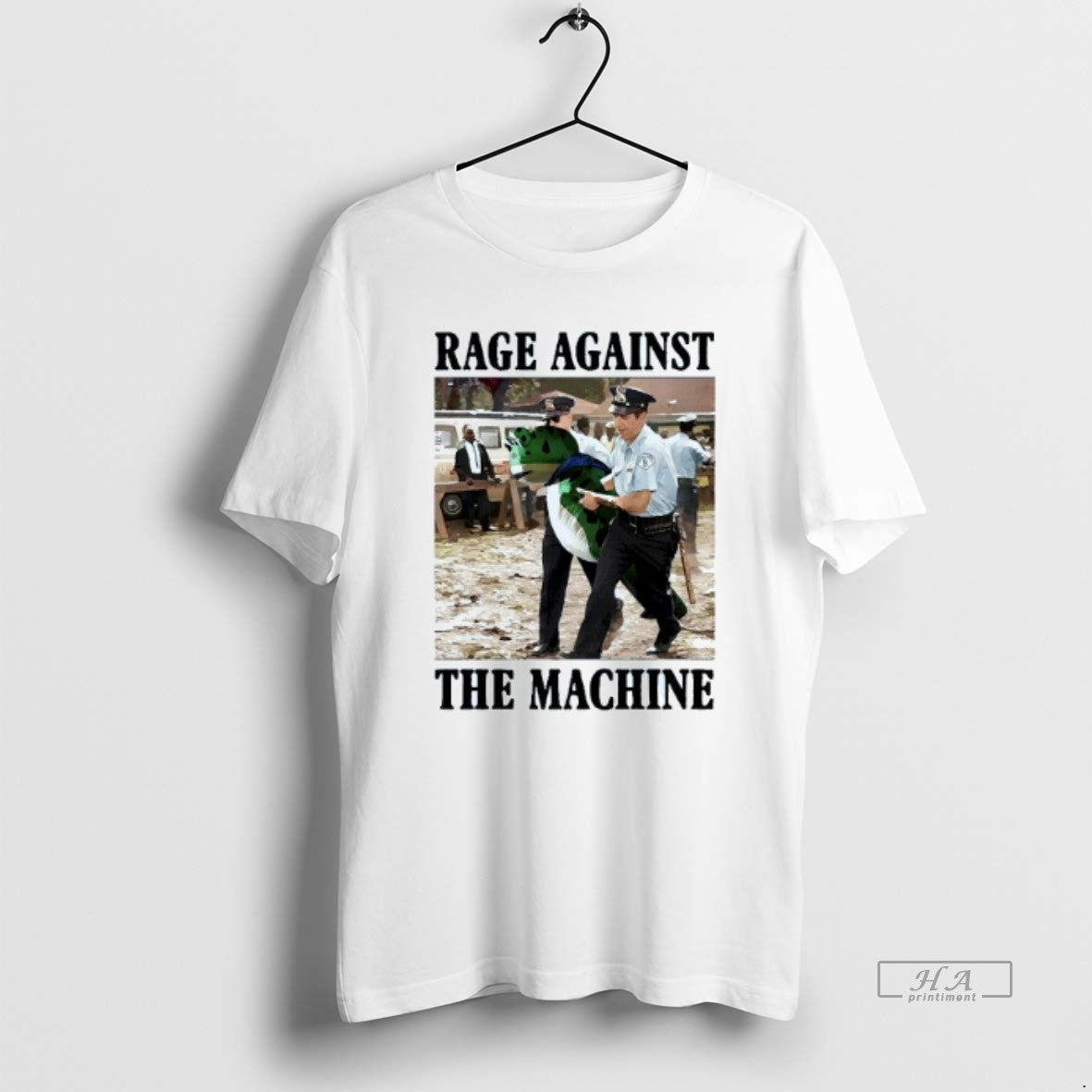 Trendy Rage Against The Machine Portland Frog Protest Meme Mens White Tee