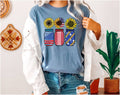 Mason Jar Sunflower -  USA Fun July 4th Patriotic T-Shirt