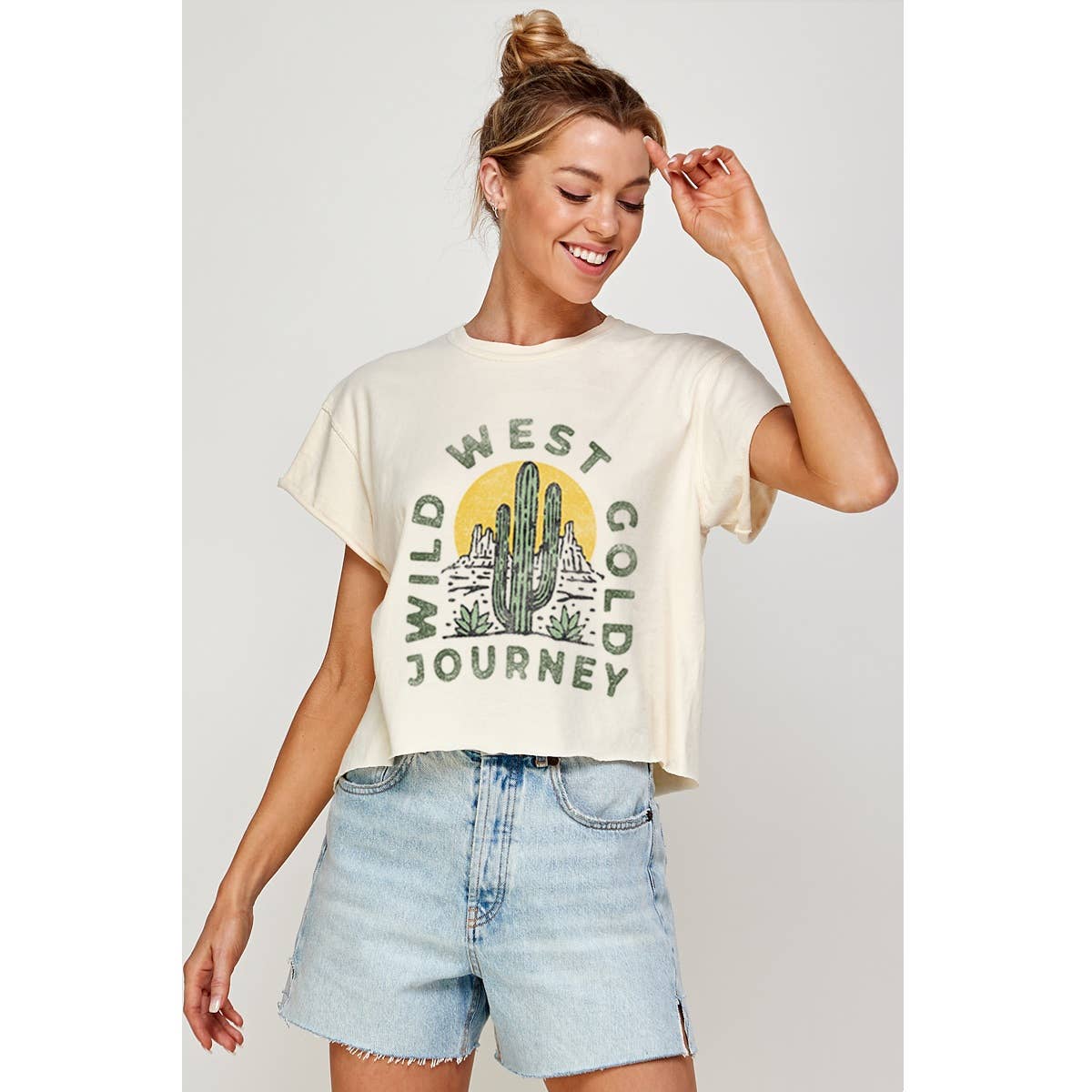 Wild West Gold Journey  Graphic Crop Top
