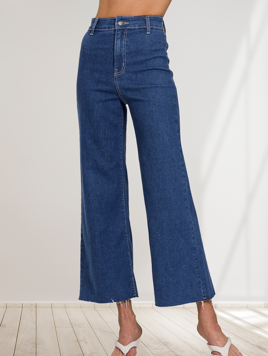 ...High Waist Wide Leg Straight Denim Pants Jenas