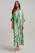 Botanical Fern Maxi Shirt Dress