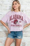 Women Football Graphic Print Mineral Wash Crop Top