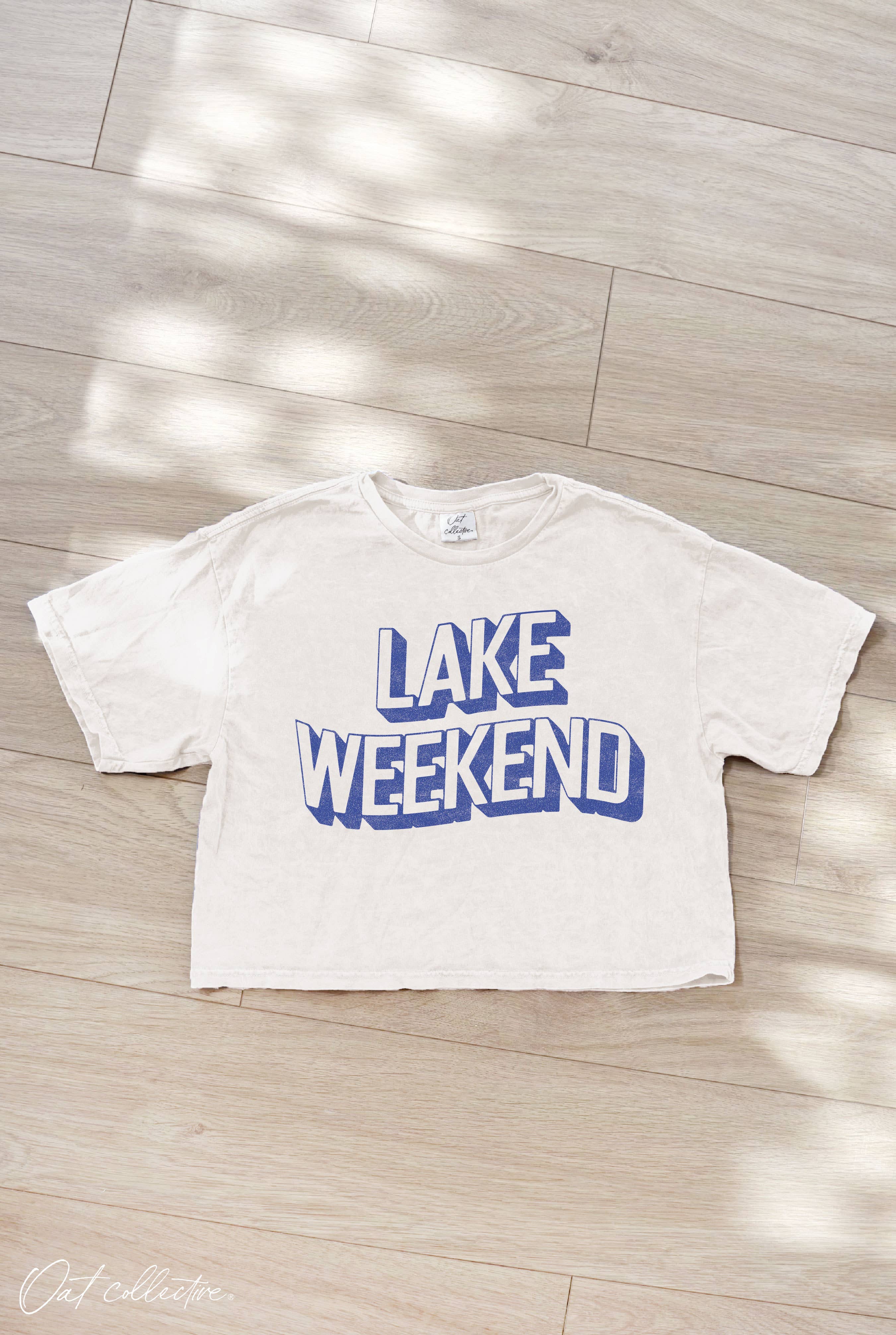 Lake Weekend  Cropped Mineral Graphic Top