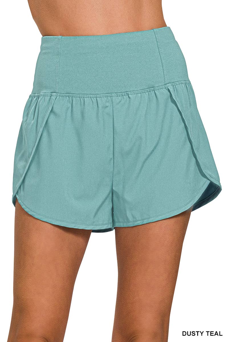 SI-27296 High Waisted Zippered Back Pocket Running Shorts