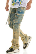 Bleached Cargo Flare Jeans