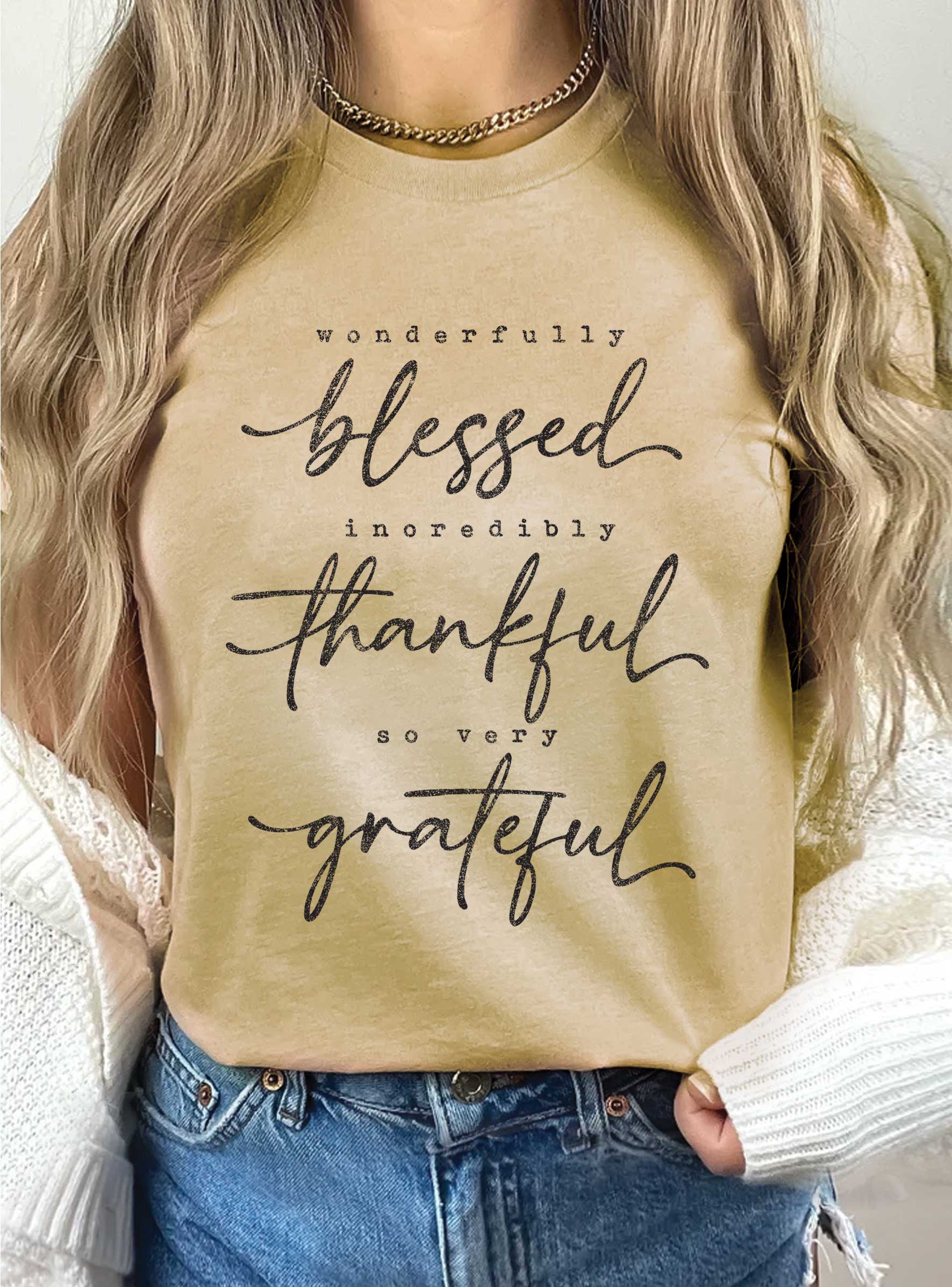 Blessed Thankful Grateful Graphic Shirts