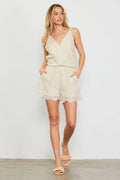 Crochet Lace Elastic Waist Shorts