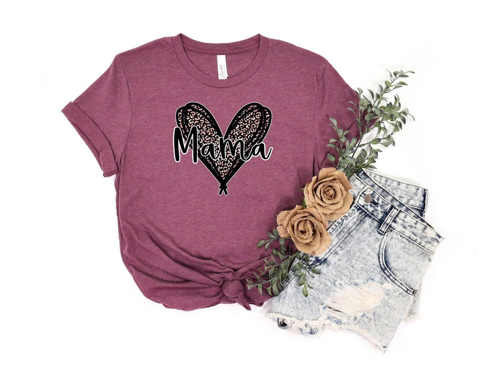Leopard Heart Mama T-Shirt