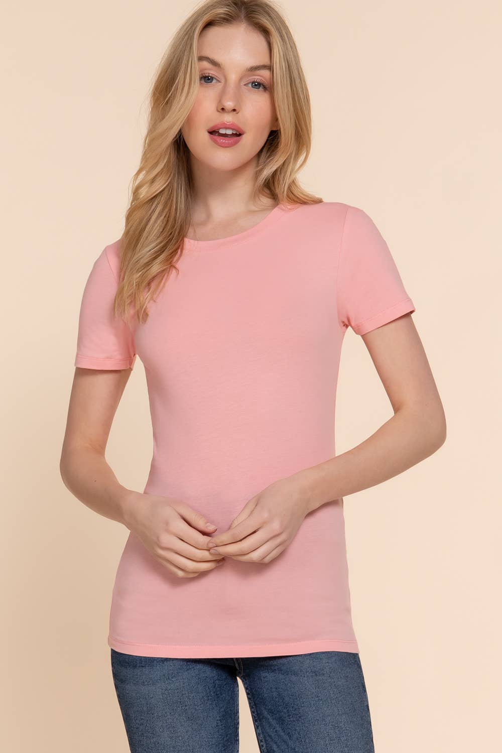 ....SI-17004 Fitted Short Sleeve Crew Neck Cotton Jersey Top