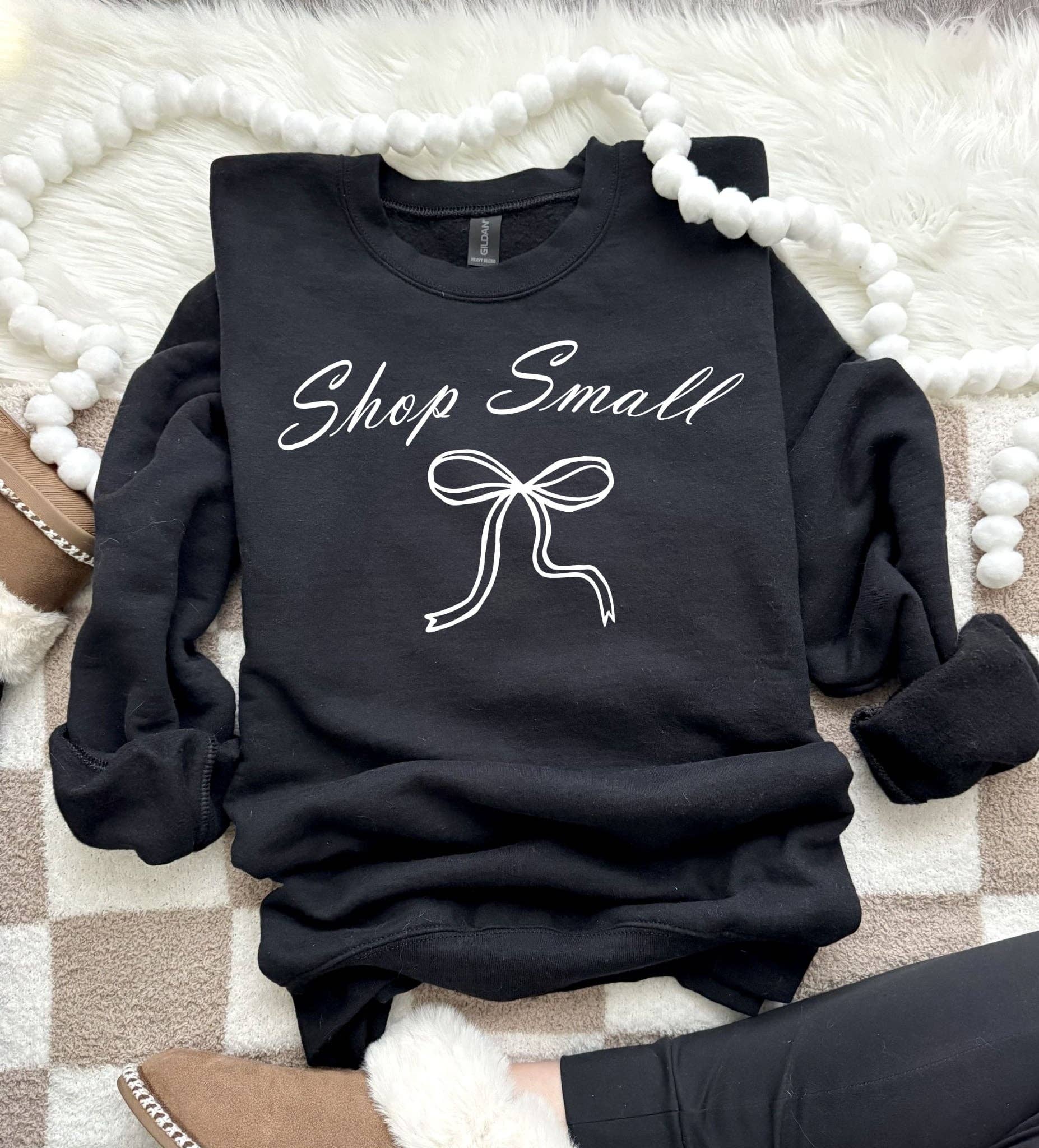 New Shop Small Bow Black Trendy Graphic Sweatshirt
