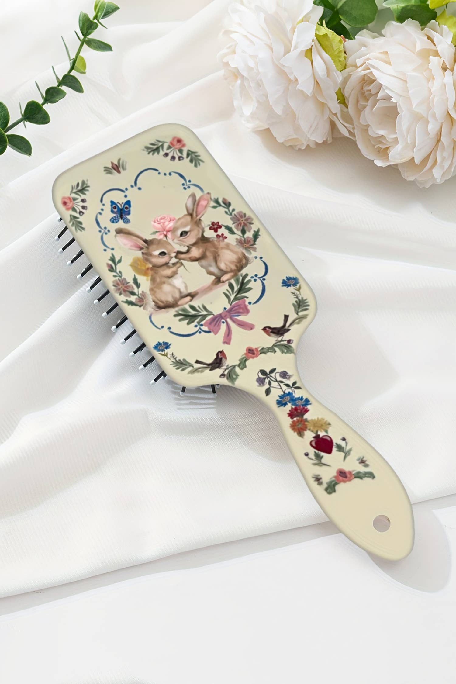 Cute Rabbit Fairy Tale Easter Large Detangle Paddle Comb