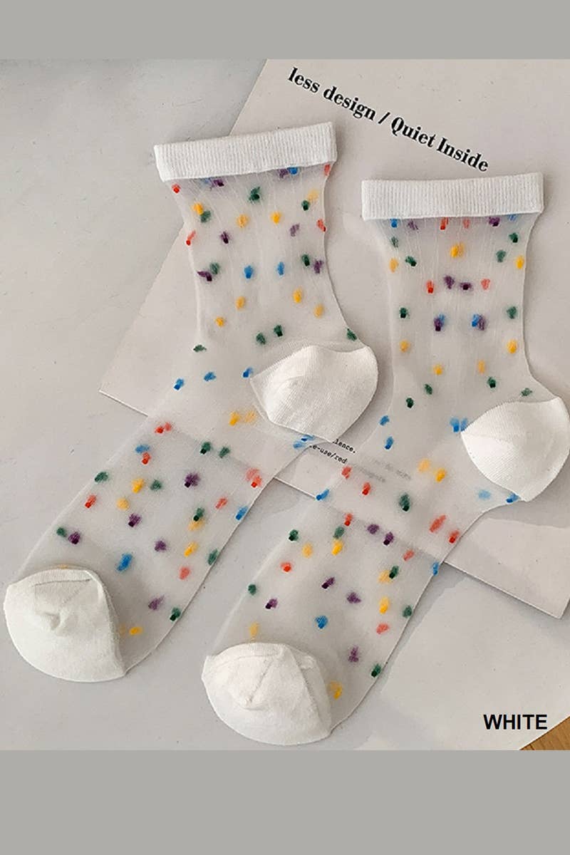 ",..Polka Dot Crystal Socks