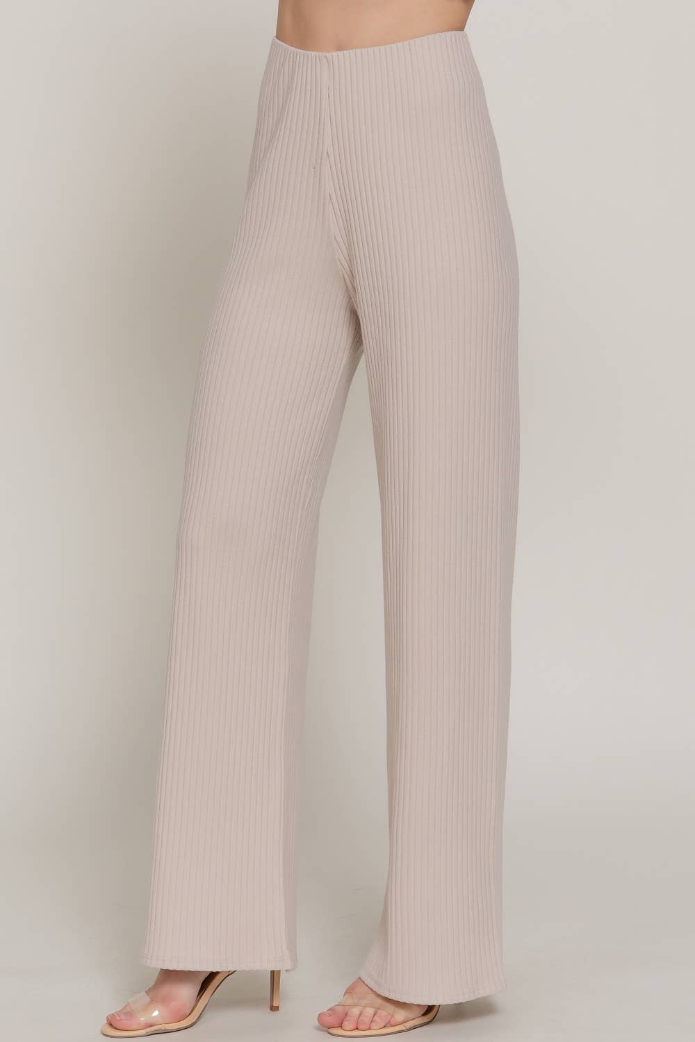 1015 Inside Elastic Waistband Wide Rib Knit Pants SI-28065