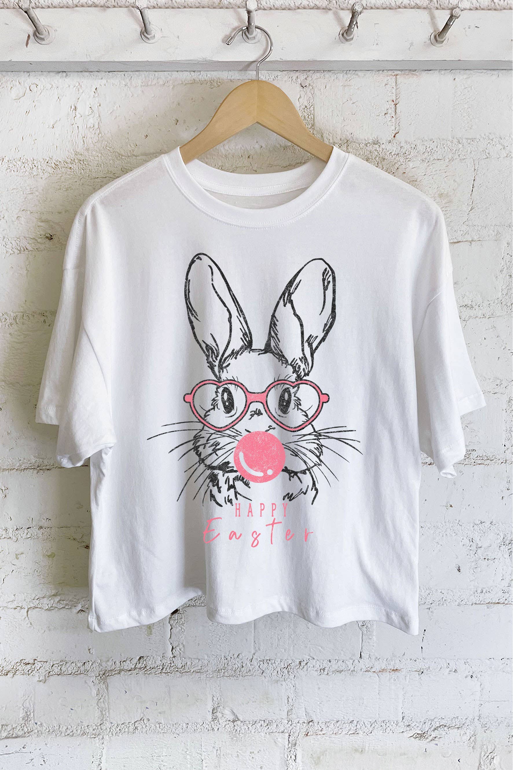 Happy Easter Bunny Graphic Long Crop Top