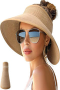 ..0815 Outdoor Uv Protection Sun Visor Ponytail Straw Hat SI-28603