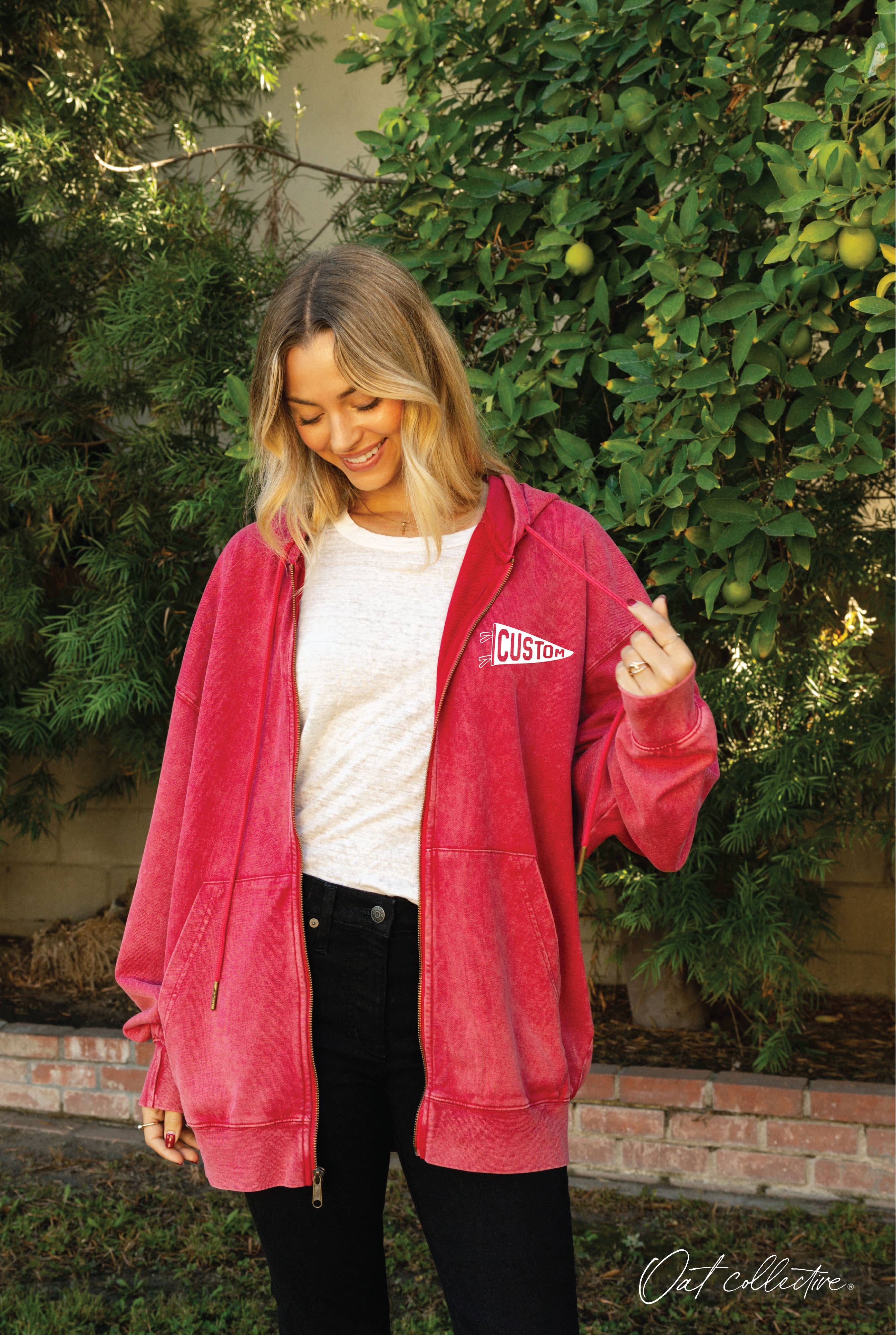 Custom Mineral  Zipper Hooded Pullover
