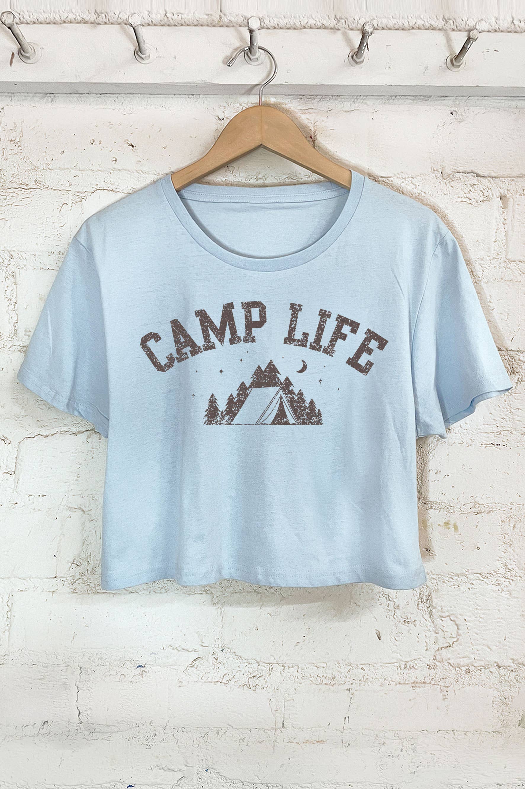 Camp Life Graphic Short Crop Top