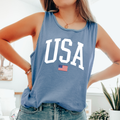 USA, Flag, Varsity, Fourth of July America USA Tank Top