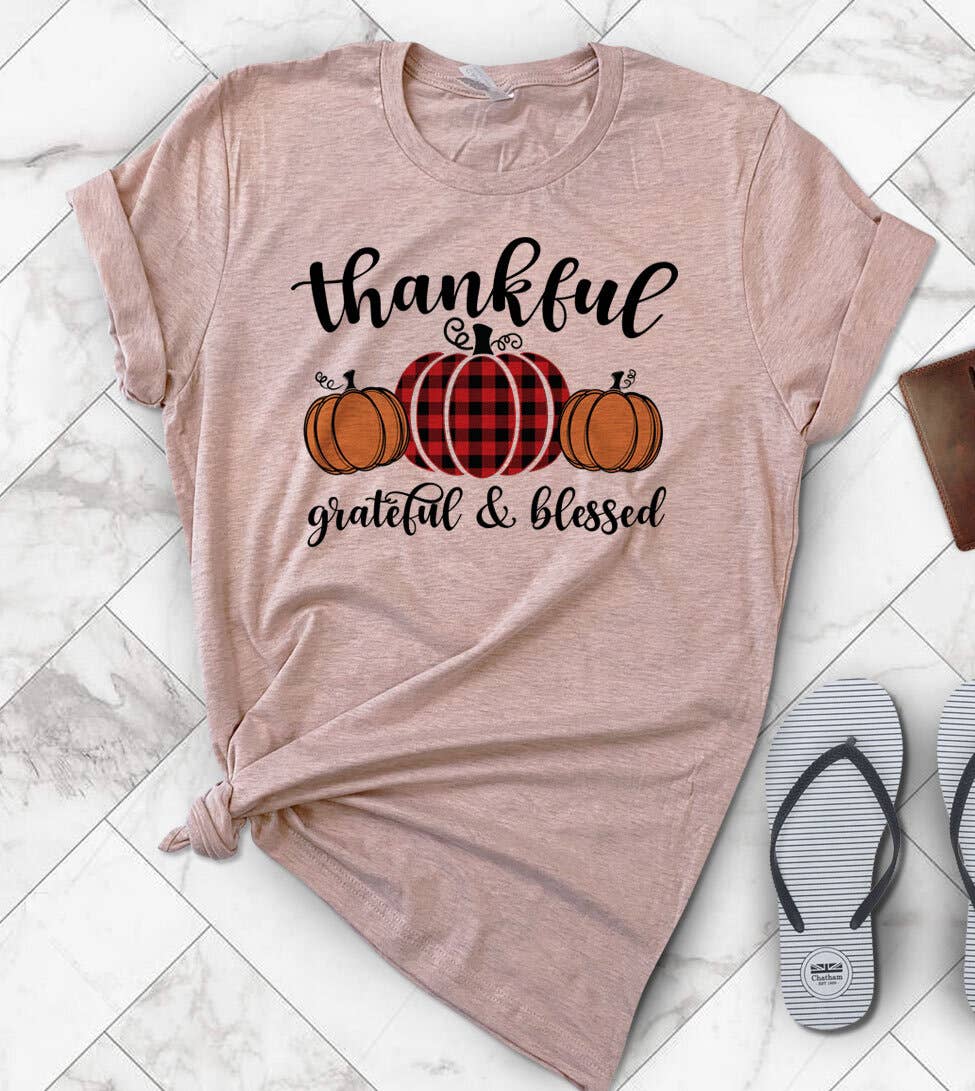 Thankful Grateful Blessed - Fall Thanksgiving T-Shirt
