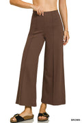 ....0925 Heavy Ponte Elastic Waistband Pintuck Wide Leg Pants SI-2883