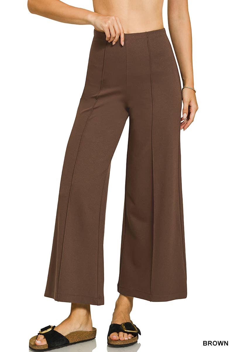 ....0925 Heavy Ponte Elastic Waistband Pintuck Wide Leg Pants SI-2883