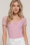 ..1216 Slim Fit Sweetheart Neck Mesh Top SI-27795