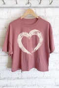 Love Heart Valentines Day Graphic Long Crop Top