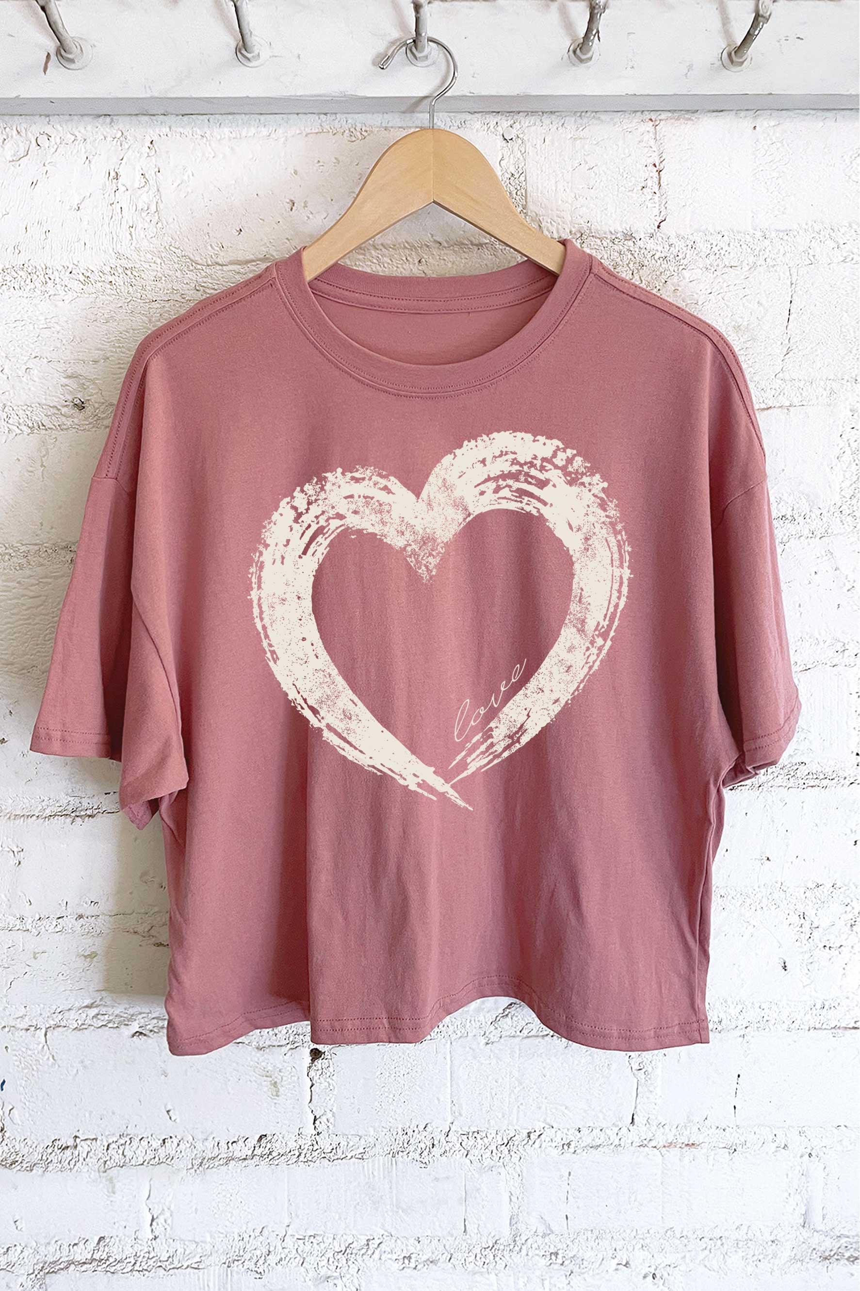 Love Heart Valentines Day Graphic Long Crop Top
