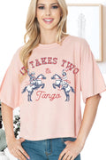 Women Tango Graphic Print Short Sleeve Crop Top