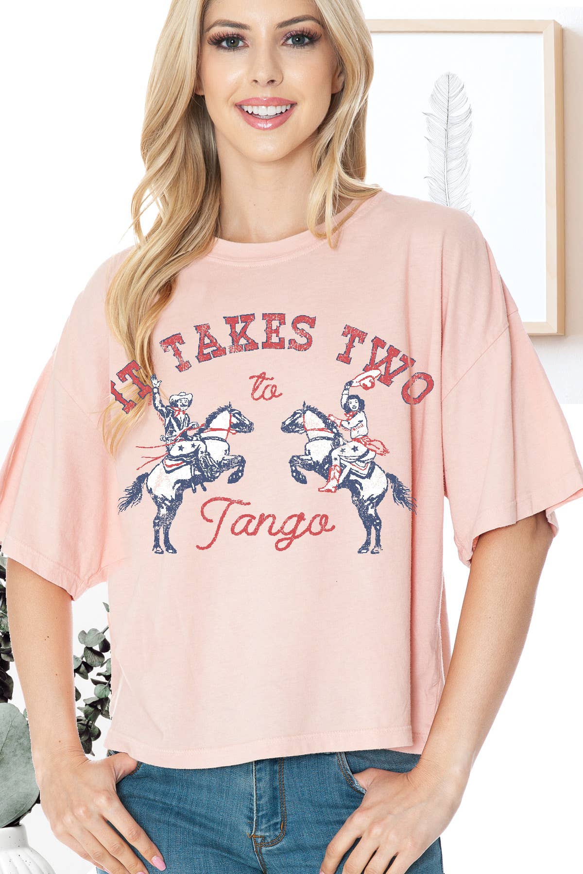 Women Tango Graphic Print Short Sleeve Crop Top