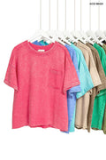 0323 French Terry Acid Washed Exposed Seam T Shirts SI-29623
