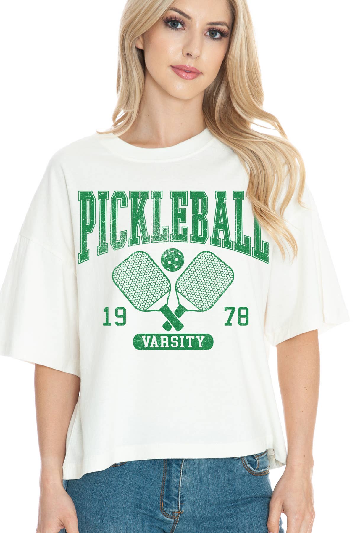Women Pickleball Graphic Print Short Crop Top