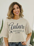 Auburn Tigers Established Bows Off White Cropped Tee
