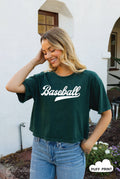 Baseball Puff Cropped Mineral Graphic Top