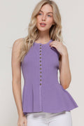 .Button Down Peplum Sweater Vest