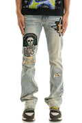 Patch & Print Flare Jeans